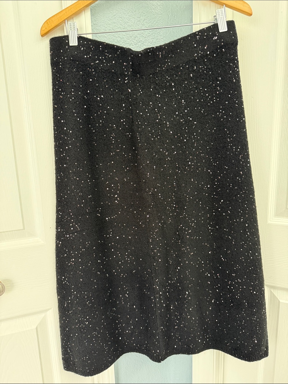 Loft Black Sparkle A-Line Skirt size large
